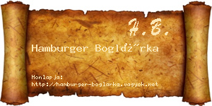 Hamburger Boglárka névjegykártya